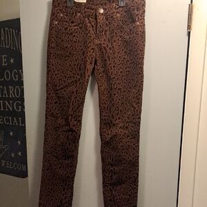 Kut From Kloth Skinny Leopard Print Corduroy Pants, Sz 4
